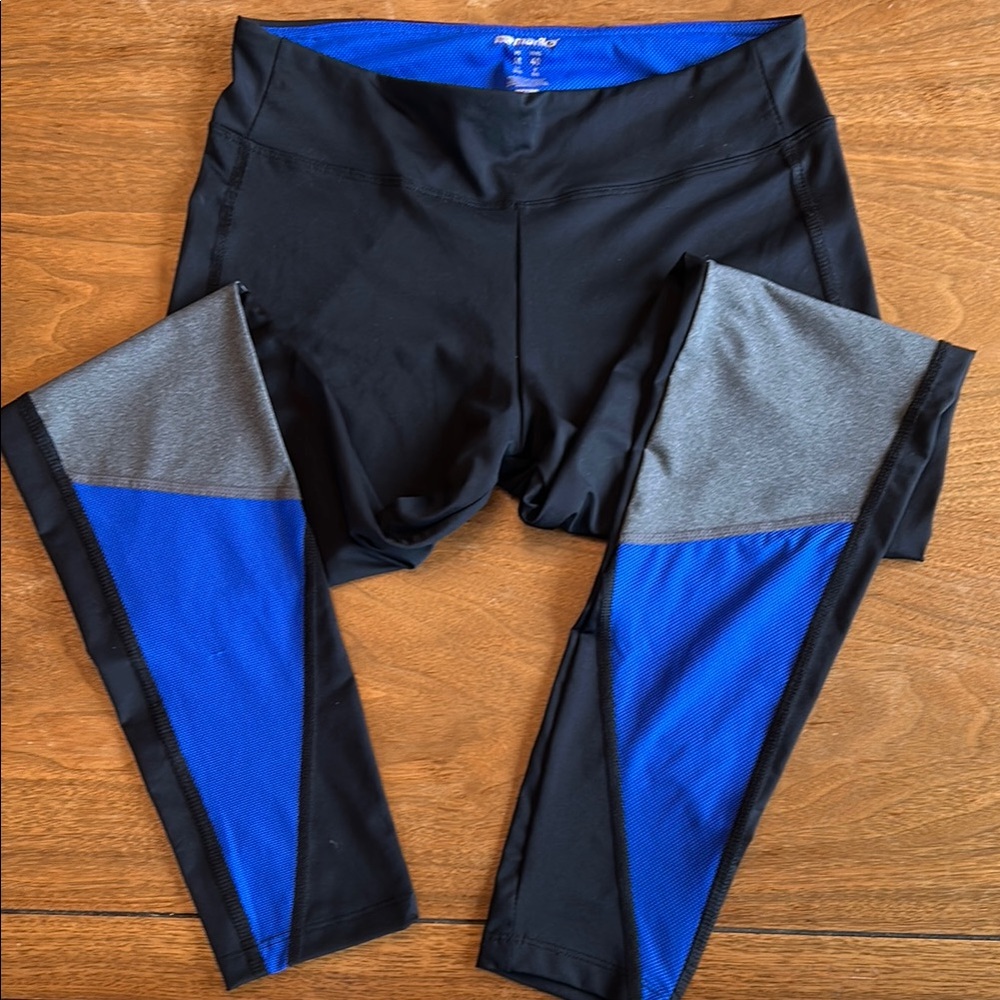 VGUC Marika Leggings Black Grey Blue Colorblock Size Medium